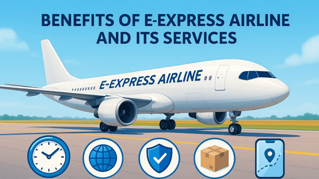 E-Express plane showing fast, time-saving service and benefits.