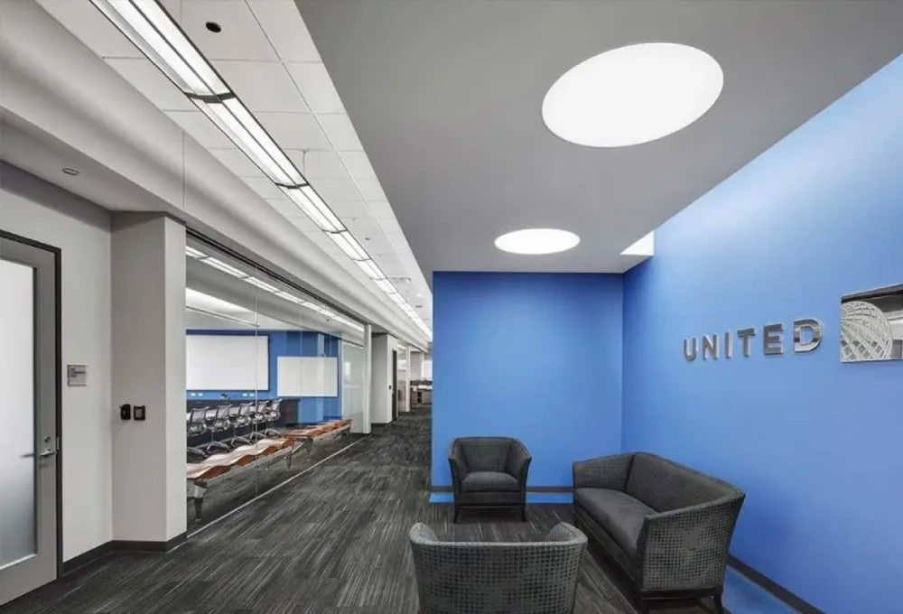 Comfortable seating among facilities available at United Airlines Houston office.