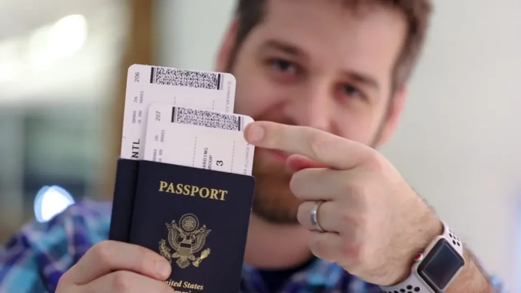 Passengers enjoy United Airlines flight using Buddy Pass travel benefit.
